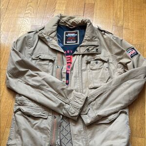 Superdry Tan Military Field Jacket with Utility Style